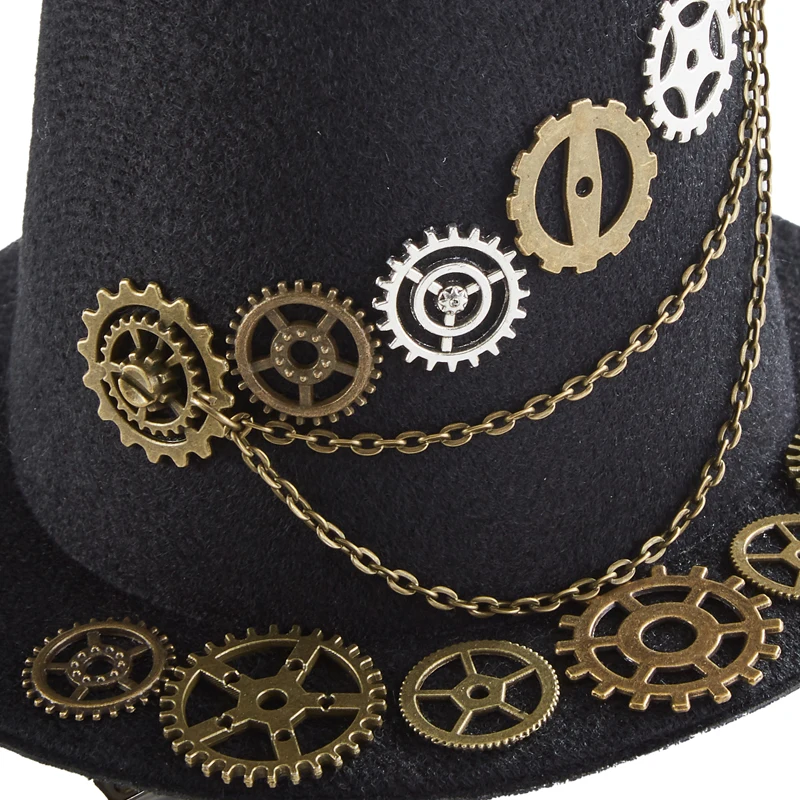 Steampunk Mini Top Hat Gothic Women’s Gear Chain Fedoras Vintae Retro Cosplay Party Little Hat Hairpin Steampunk Mini Top Hat Gothic Women’s Gear Chain Fedoras Vintae Retro Cosplay Party Little Hat Hairpin