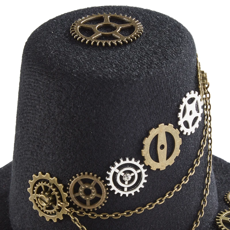 Steampunk Mini Top Hat Gothic Women’s Gear Chain Fedoras Vintae Retro Cosplay Party Little Hat Hairpin Steampunk Mini Top Hat Gothic Women’s Gear Chain Fedoras Vintae Retro Cosplay Party Little Hat Hairpin