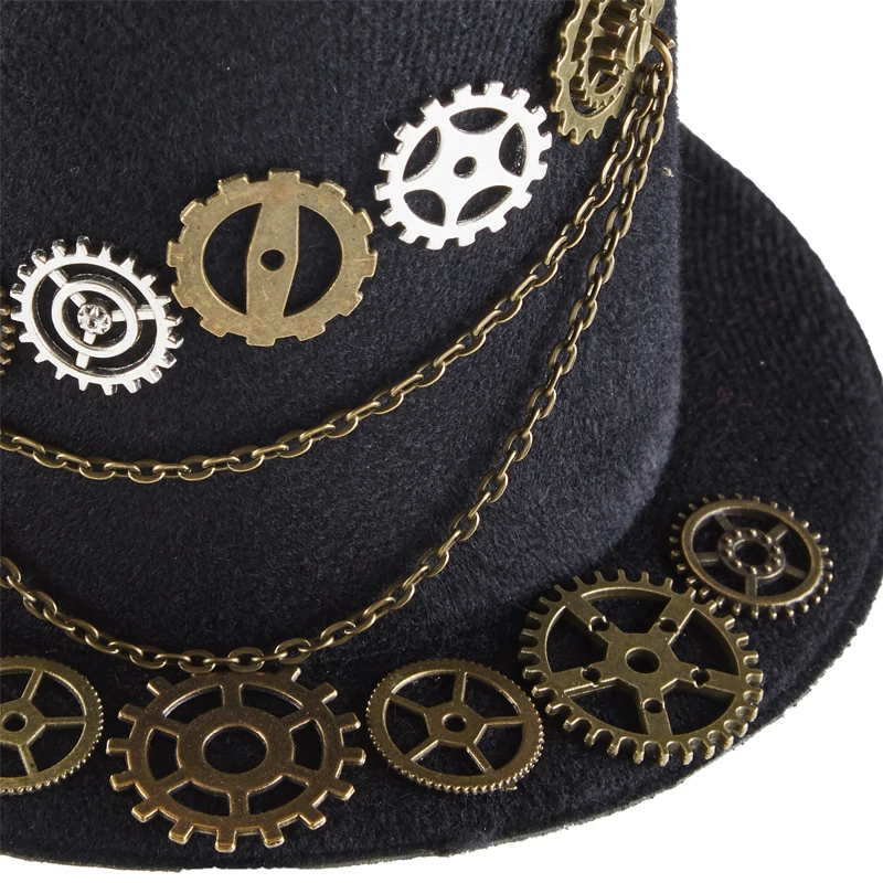 Steampunk Mini Top Hat Gothic Women’s Gear Chain Fedoras Vintae Retro Cosplay Party Little Hat Hairpin Steampunk Mini Top Hat Gothic Women’s Gear Chain Fedoras Vintae Retro Cosplay Party Little Hat Hairpin