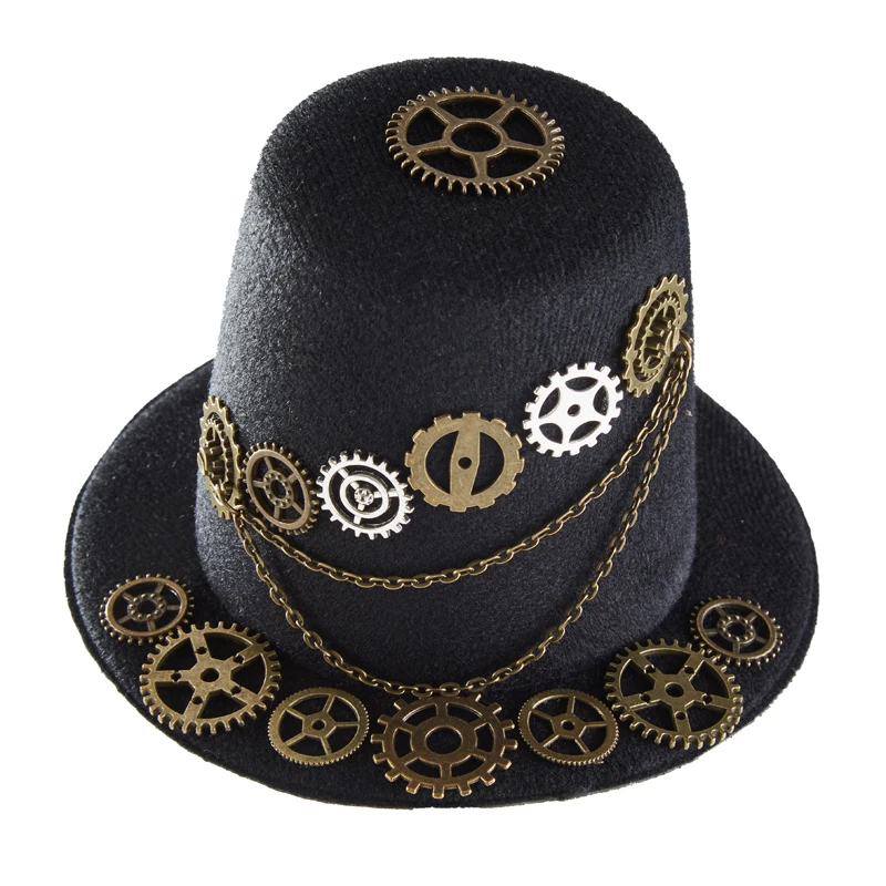 Steampunk Mini Top Hat Gothic Women’s Gear Chain Fedoras Vintae Retro Cosplay Party Little Hat Hairpin Steampunk Mini Top Hat Gothic Women’s Gear Chain Fedoras Vintae Retro Cosplay Party Little Hat Hairpin