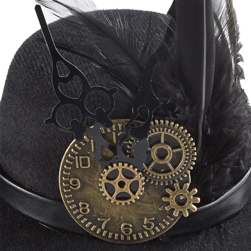 Steampunk Mini Top Hat Hairpin Gothic Clock Hands Feather Gears Little Hat Hair Clip Steampunk Mini Top Hat Hairpin Gothic Clock Hands Feather Gears Little Hat Hair Clip