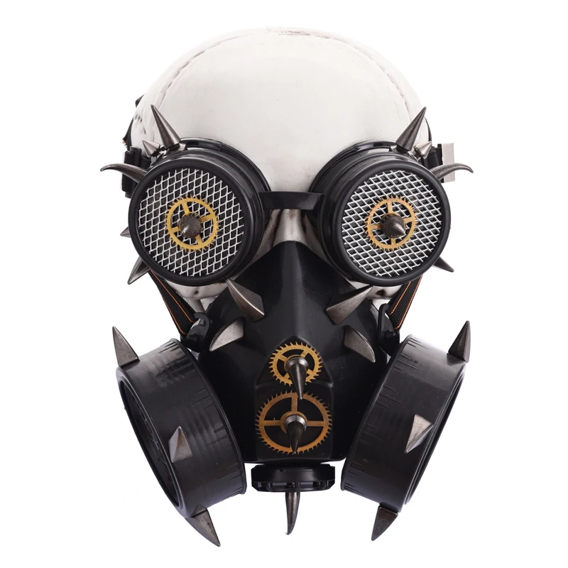 Steampunk Retro Black Metal Rivets Steampunk Cyber Mask with Spikes Goggles Cosplay Army Game Gothic Mask Halloween Props Steampunk Retro Black Metal Rivets Steampunk Cyber Mask with Spikes Goggles Cosplay Army Game Gothic Mask Halloween Props