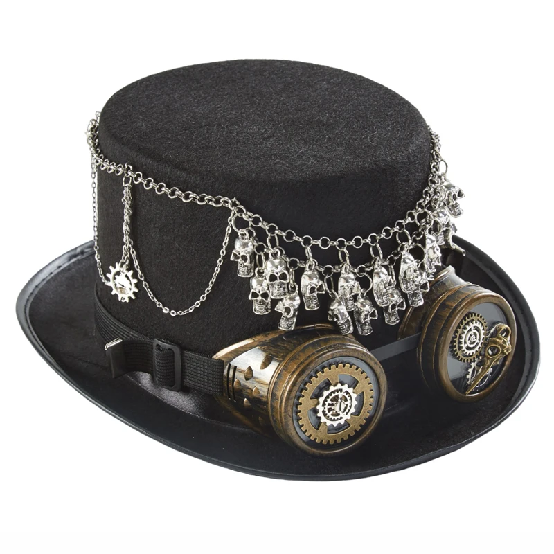 Steampunk Top Hat Black Skulls Magic Goggles Steampunk Top Hat Black Skulls Magic Goggles