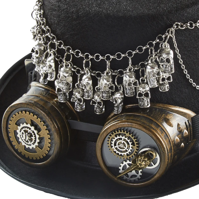 Steampunk Top Hat Black Skulls Magic Goggles Steampunk Top Hat Black Skulls Magic Goggles