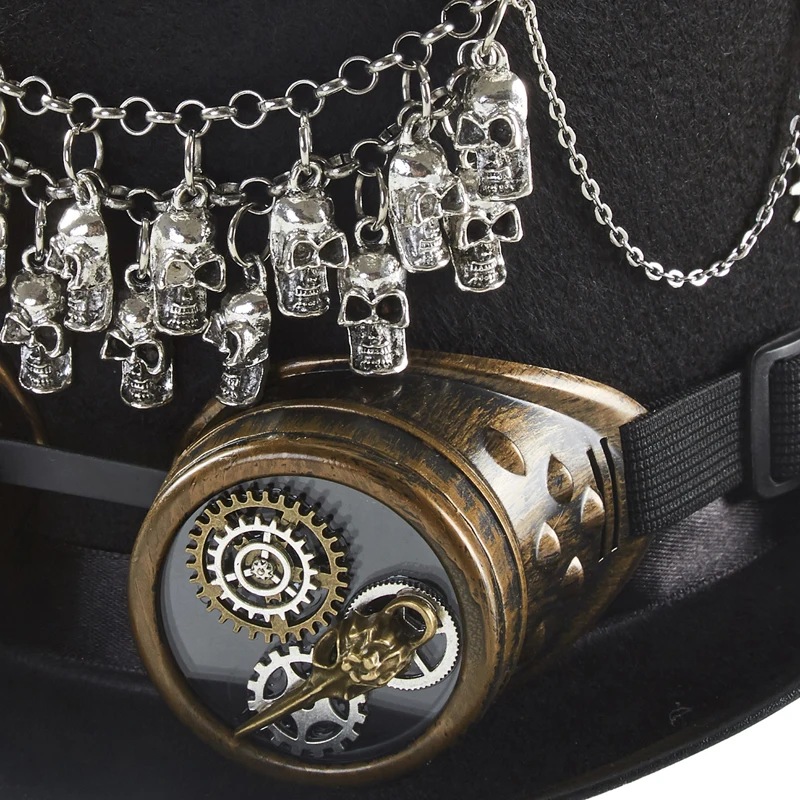 Steampunk Top Hat Black Skulls Magic Goggles Steampunk Top Hat Black Skulls Magic Goggles