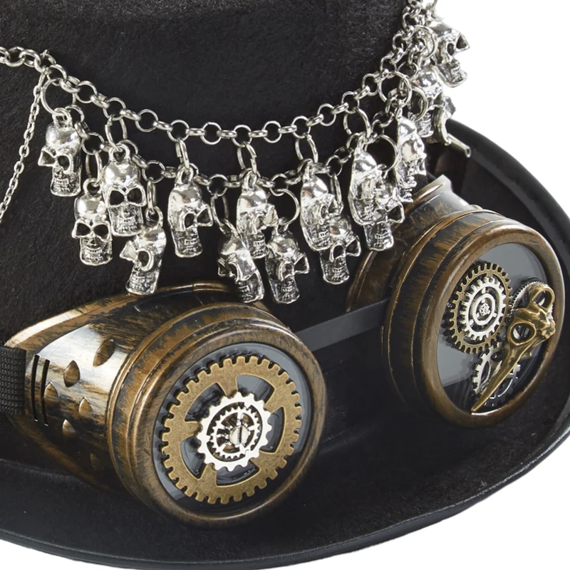 Steampunk Top Hat Black Skulls Magic Goggles Steampunk Top Hat Black Skulls Magic Goggles