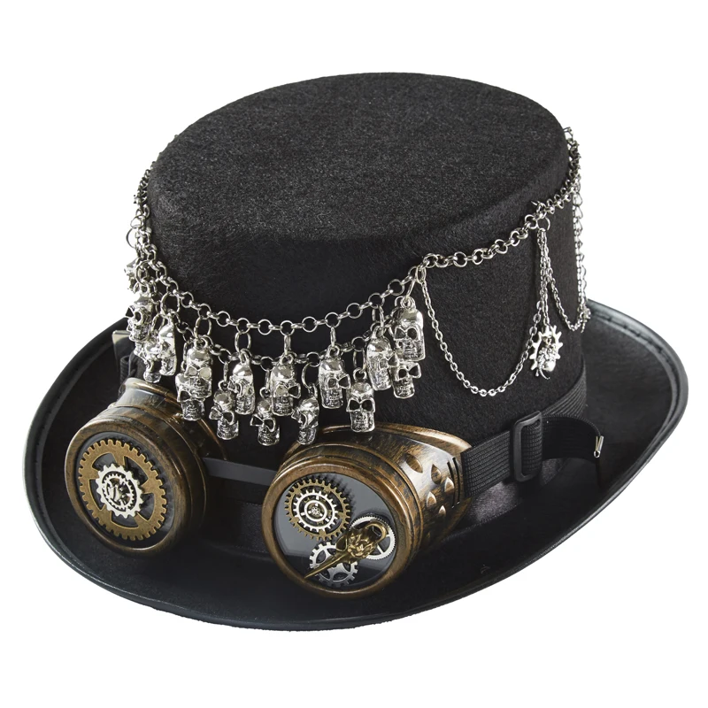 Steampunk Top Hat Black Skulls Magic Goggles Steampunk Top Hat Black Skulls Magic Goggles