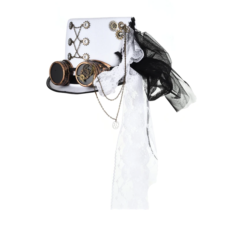 Steampunk Top Hat Goggles White Color Steampunk Top Hat Goggles White Color