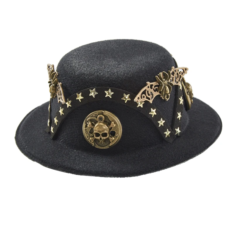 Steampunk Victorian Bat Clock Cogs Skull Mini Top Hat Gothic Hair Clip Men Women Halloween Photography Costume Hair Accessories Steampunk Victorian Bat Clock Cogs Skull Mini Top Hat Gothic Hair Clip Men Women Halloween Photography Costume Hair Accessories