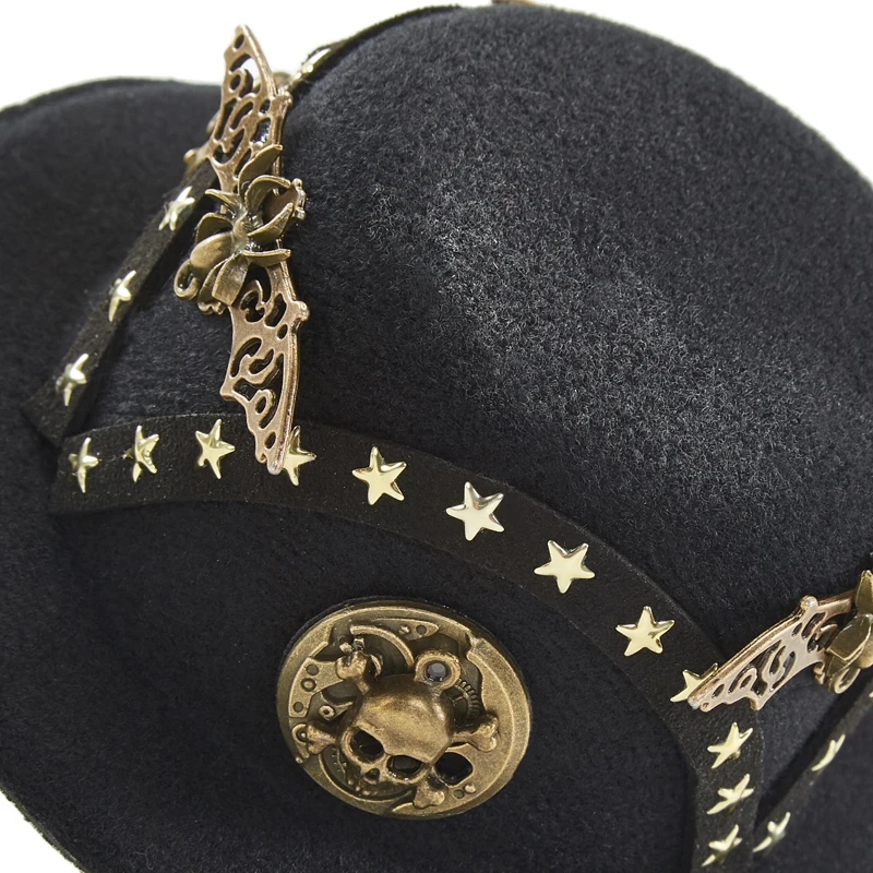 Steampunk Victorian Bat Clock Cogs Skull Mini Top Hat Gothic Hair Clip Men Women Halloween Photography Costume Hair Accessories Steampunk Victorian Bat Clock Cogs Skull Mini Top Hat Gothic Hair Clip Men Women Halloween Photography Costume Hair Accessories