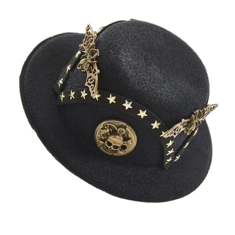 Steampunk Victorian Bat Clock Cogs Skull Mini Top Hat Gothic Hair Clip Men Women Halloween Photography Costume Hair Accessories Steampunk Victorian Bat Clock Cogs Skull Mini Top Hat Gothic Hair Clip Men Women Halloween Photography Costume Hair Accessories