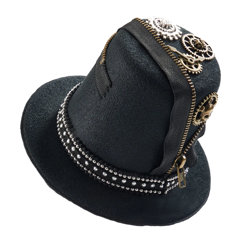 Steampunk Zipper Mini Top Hat Gothic Retro Lolita Gears Small Hat Halloween Party Costumes Fascinator Hair Clip Steampunk Zipper Mini Top Hat Gothic Retro Lolita Gears Small Hat Halloween Party Costumes Fascinator Hair Clip