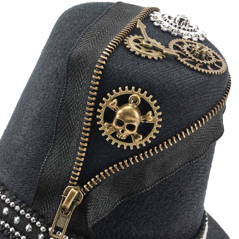 Steampunk Zipper Mini Top Hat Gothic Retro Lolita Gears Small Hat Halloween Party Costumes Fascinator Hair Clip Steampunk Zipper Mini Top Hat Gothic Retro Lolita Gears Small Hat Halloween Party Costumes Fascinator Hair Clip