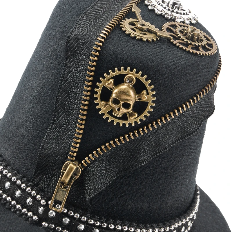 Steampunk Zipper Mini Top Hat Gothic Retro Lolita Gears Small Hat Halloween Party Costumes Fascinator Hair Clip Steampunk Zipper Mini Top Hat Gothic Retro Lolita Gears Small Hat Halloween Party Costumes Fascinator Hair Clip