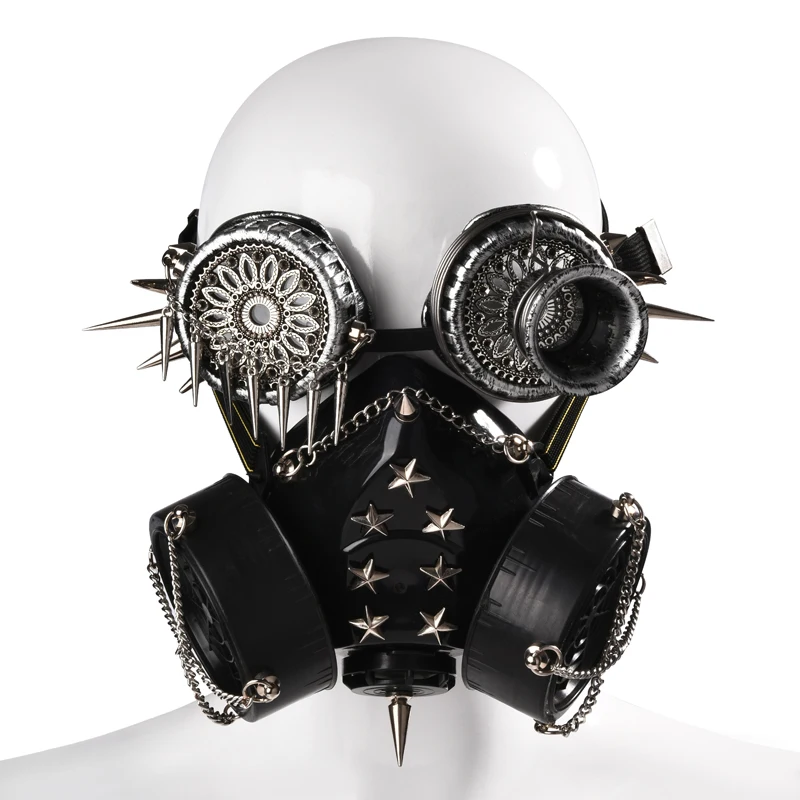 Vintage Rivet Punk Mask Spikes Goggles Cosplay Props Halloween Costume Steampunk Masks with Glasses for Men/Women Party Vintage Rivet Punk Mask Spikes Goggles Cosplay Props Halloween Costume Steampunk Masks with Glasses for Men/Women Party