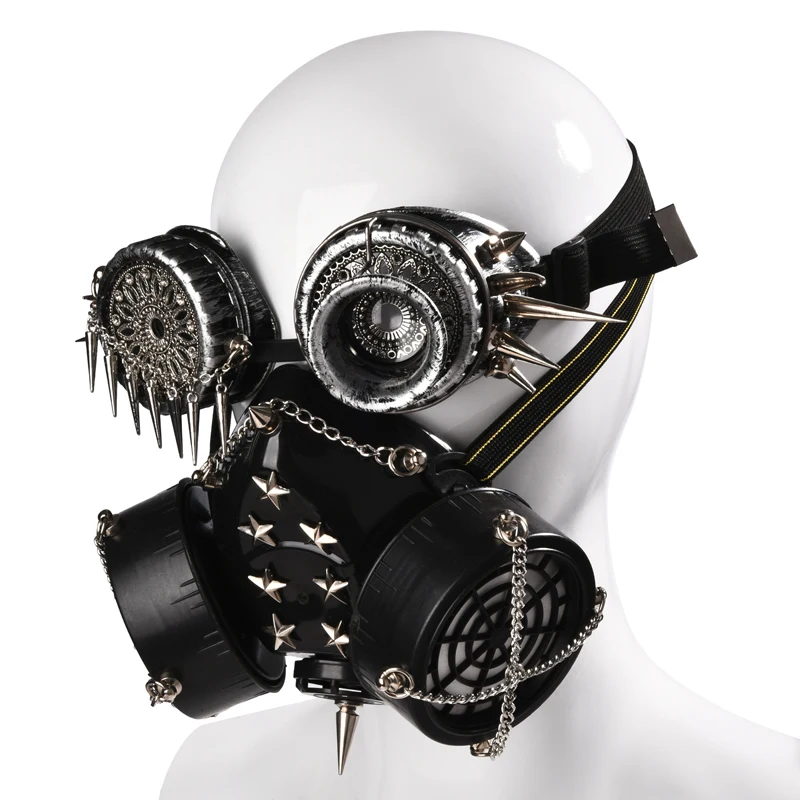 Vintage Rivet Punk Mask Spikes Goggles Cosplay Props Halloween Costume Steampunk Masks with Glasses for Men/Women Party Vintage Rivet Punk Mask Spikes Goggles Cosplay Props Halloween Costume Steampunk Masks with Glasses for Men/Women Party