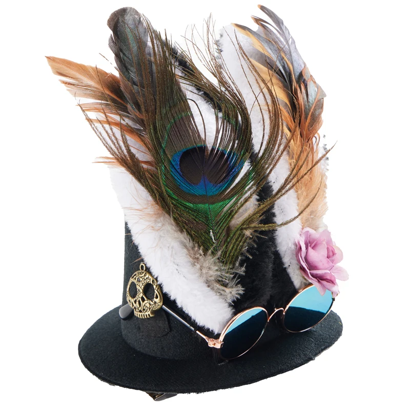 Women’s Harajuku Gothic Mini Hat Vintage Lolita Rabbit Ear Feather Small Hast Party Headwear Women’s Harajuku Gothic Mini Hat Vintage Lolita Rabbit Ear Feather Small Hast Party Headwear