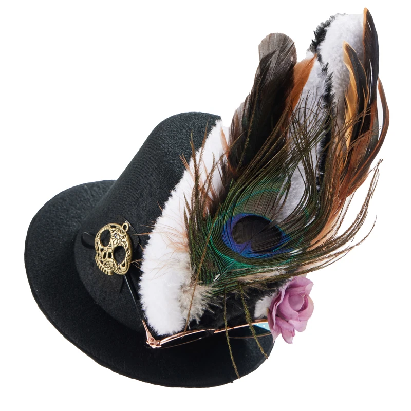Women’s Harajuku Gothic Mini Hat Vintage Lolita Rabbit Ear Feather Small Hast Party Headwear Women’s Harajuku Gothic Mini Hat Vintage Lolita Rabbit Ear Feather Small Hast Party Headwear