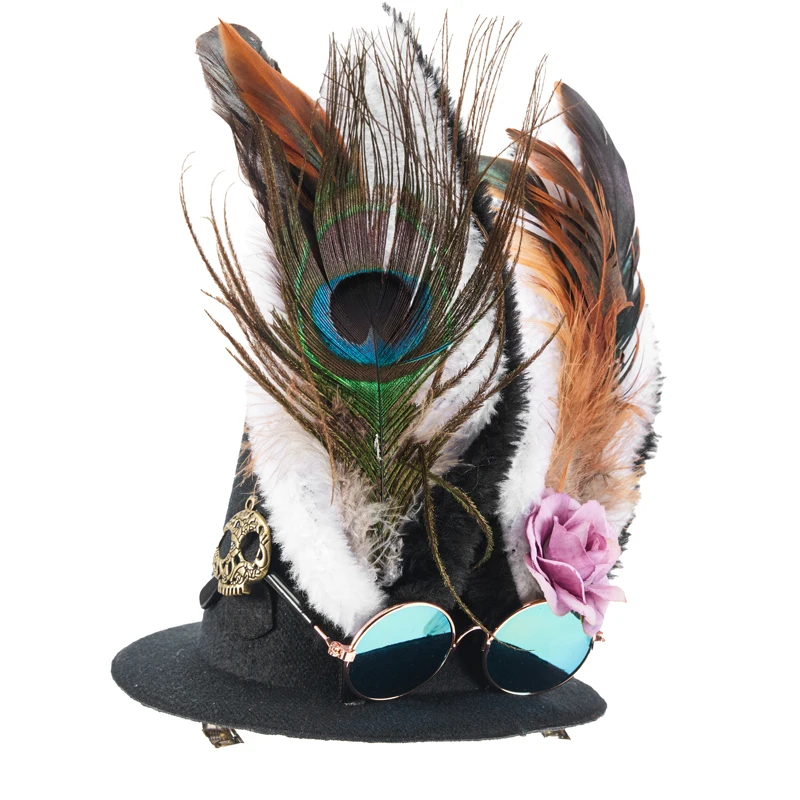 Women’s Harajuku Gothic Mini Hat Vintage Lolita Rabbit Ear Feather Small Hast Party Headwear Women’s Harajuku Gothic Mini Hat Vintage Lolita Rabbit Ear Feather Small Hast Party Headwear
